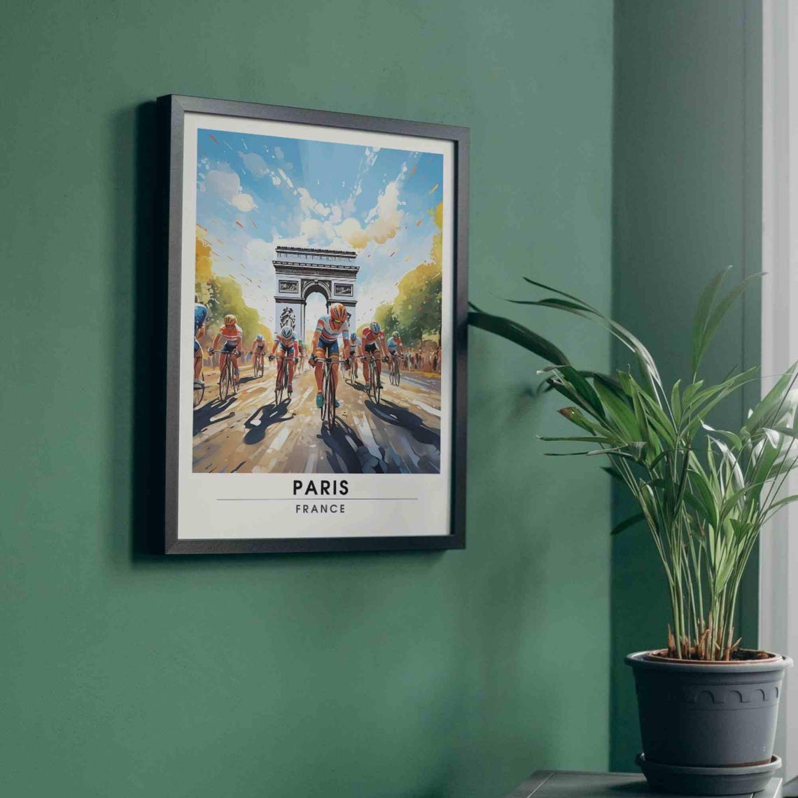 Paris Champs-Elysees Tour de France Cyclists at Arc de Triomphe Poster - Image 4