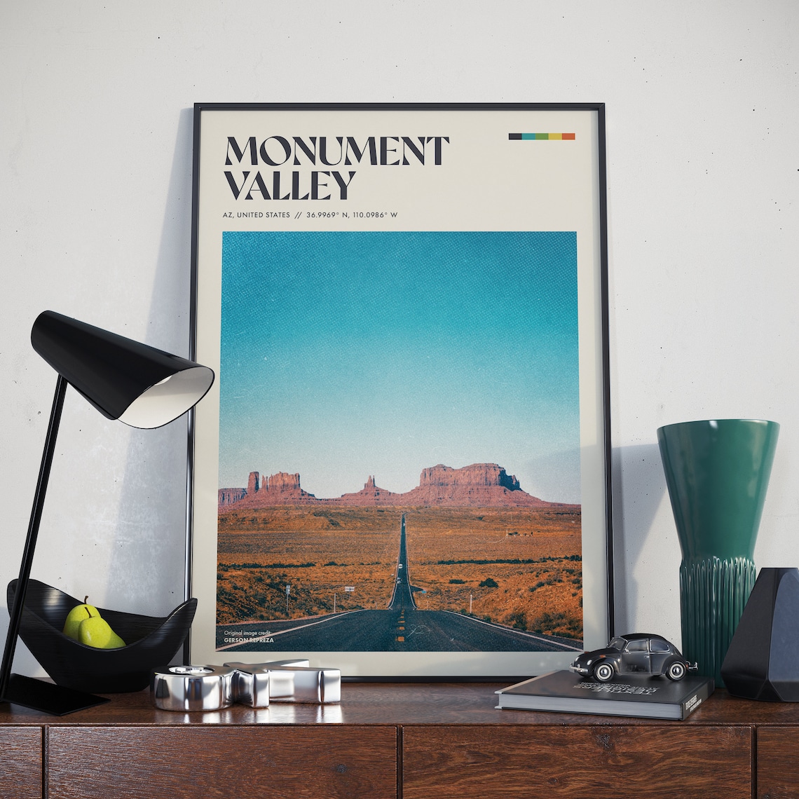 Monument Valley Arizona Retro Travel Poster Desert Highway Buttes Southwest Art