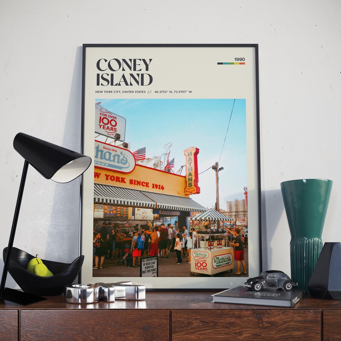 Coney Island Retro Poster Design, Vintage Travel Poster