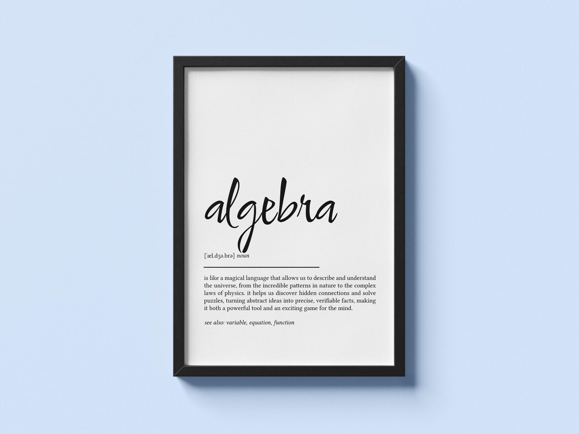 Algebra Definition Print, Minimalist Art Print