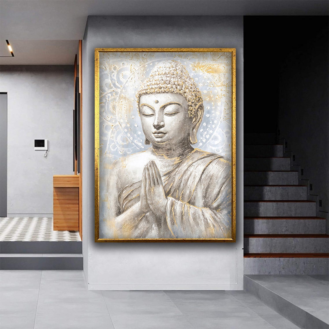 Buddha Print Wall Decor White Buddha Wall Art Buddha Wall Art Spiritual Art Religious Wall Art