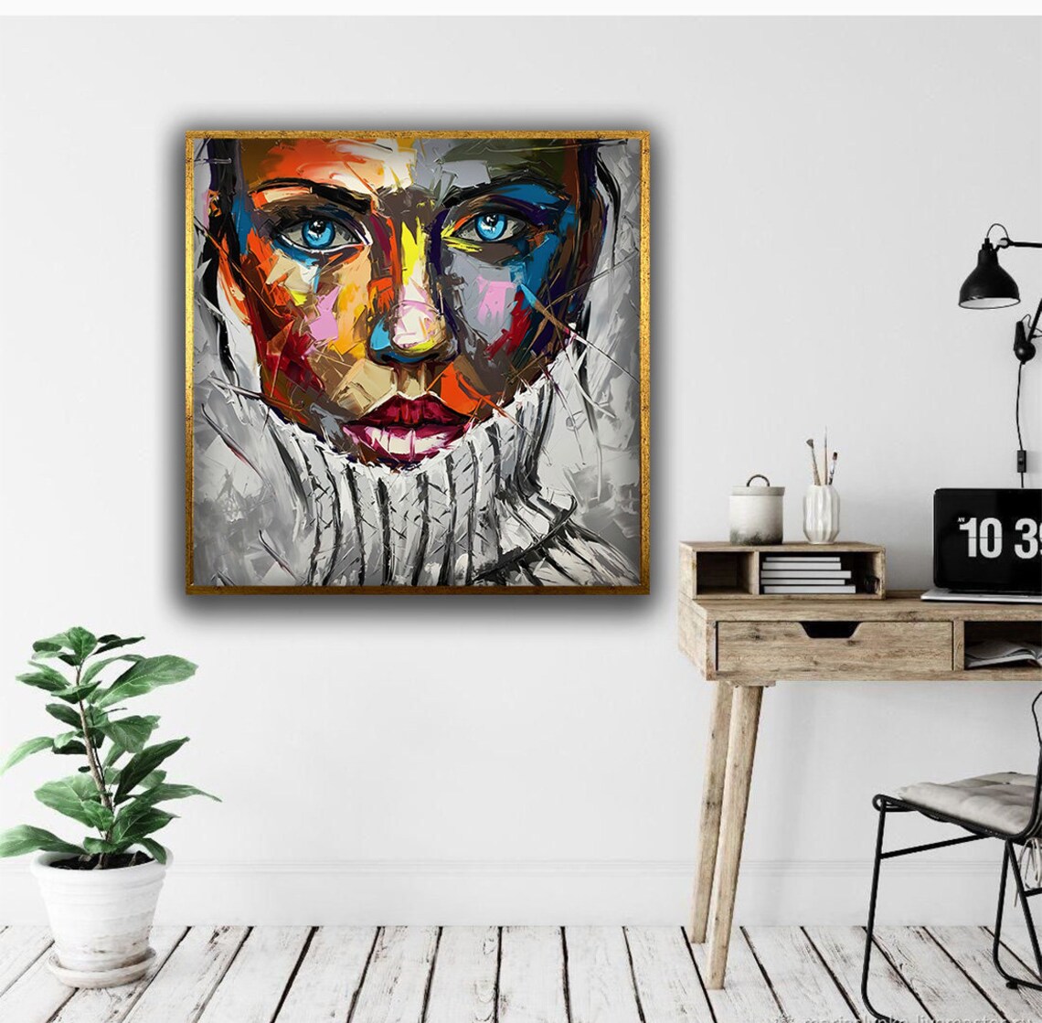 Abstract Girl Face Portrait, Colorful Woman Art Print - Image 4