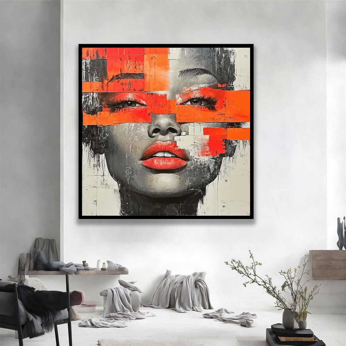 Abstract Wall Art Woman Painting Abstract Woman Portrait Print Colour Splash Contemporary Modern Fashion Poster Large Wall Decor - Image 4