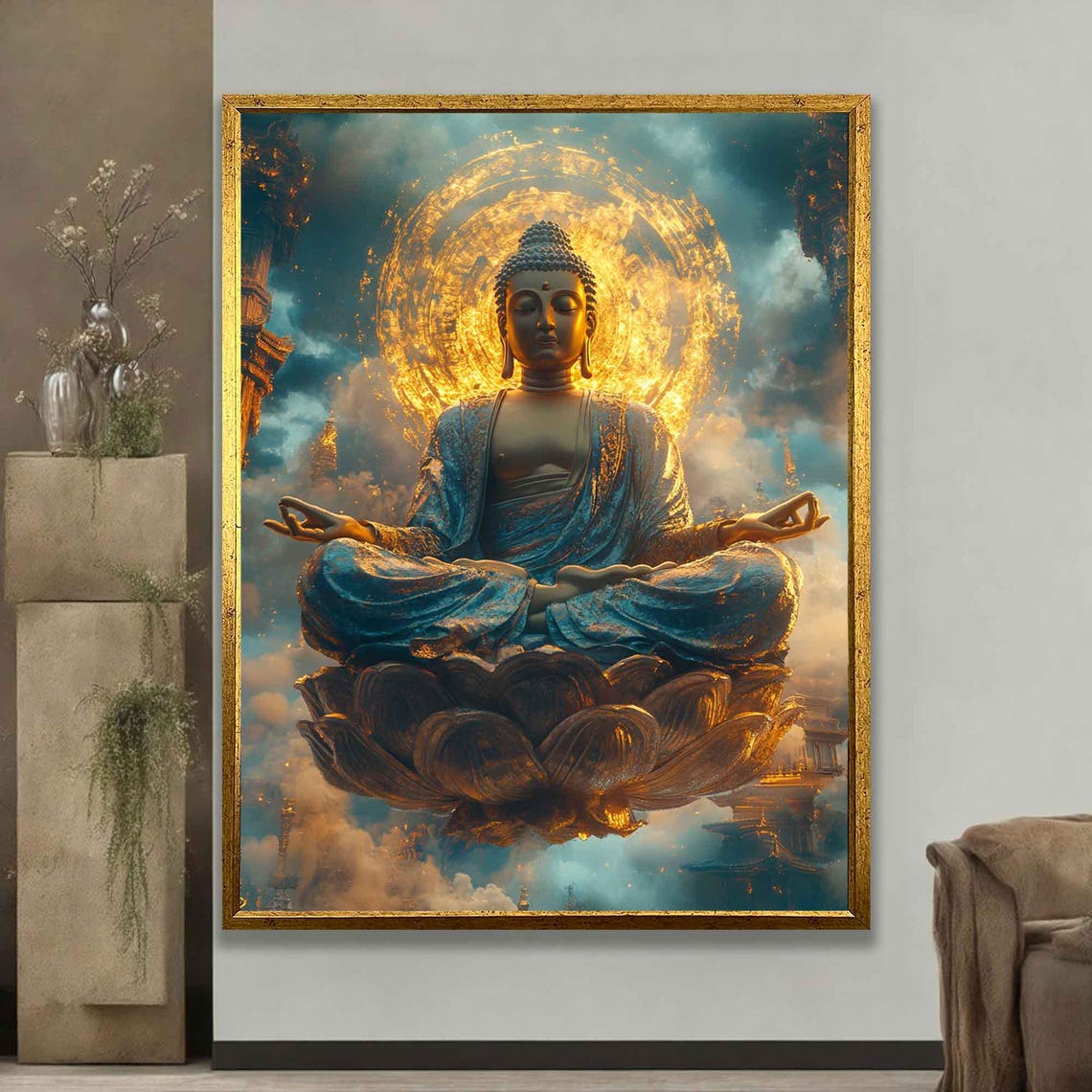 Buddha Art Buddha Decor Gold Buddha Decor Gold Buddha Wall Art Gold Buddha Decor - Image 3