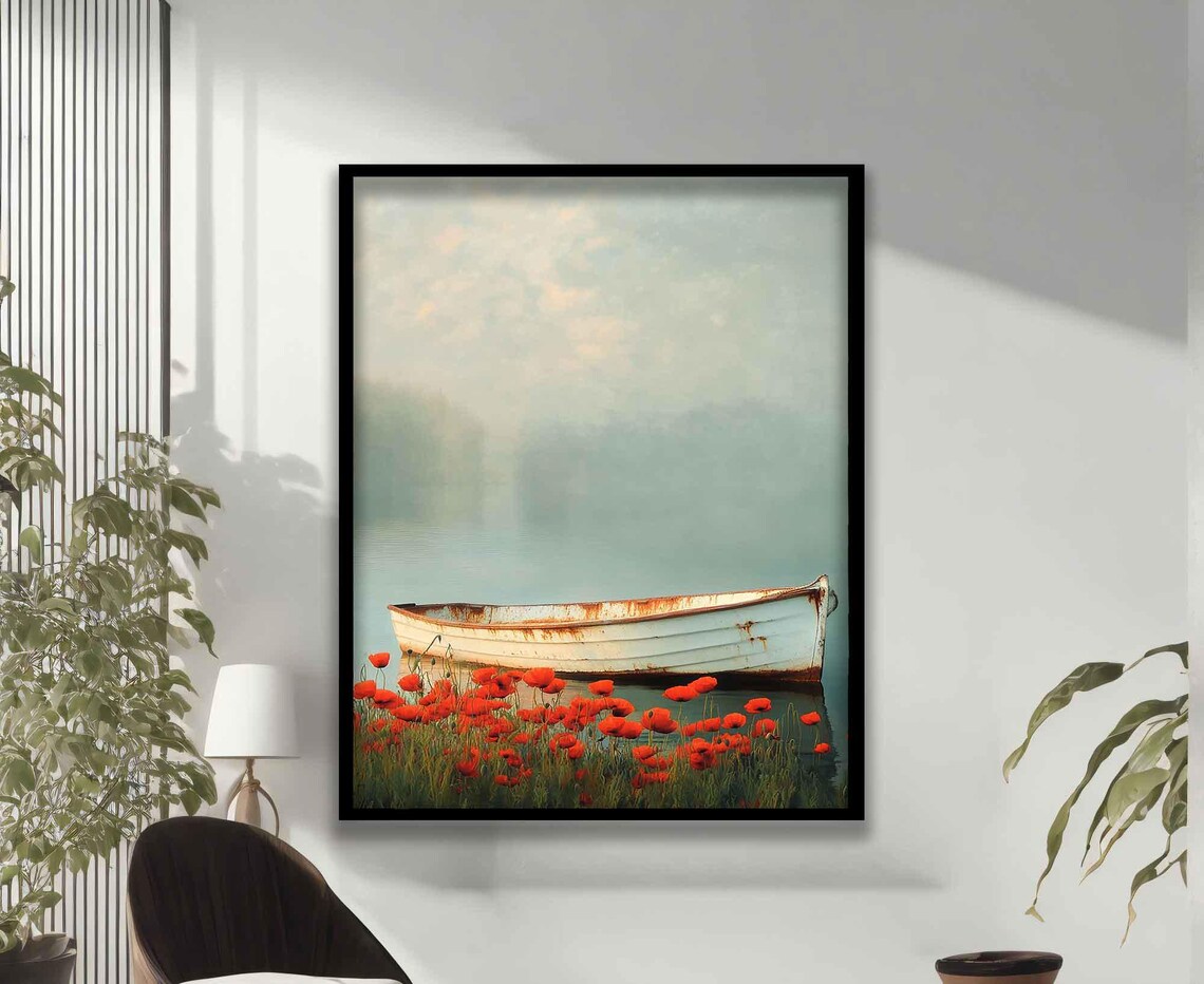 Classic Row Boat On The Beach Nautical Charm Cottage Farmhouse Decor Coastal Vintage - Image 3