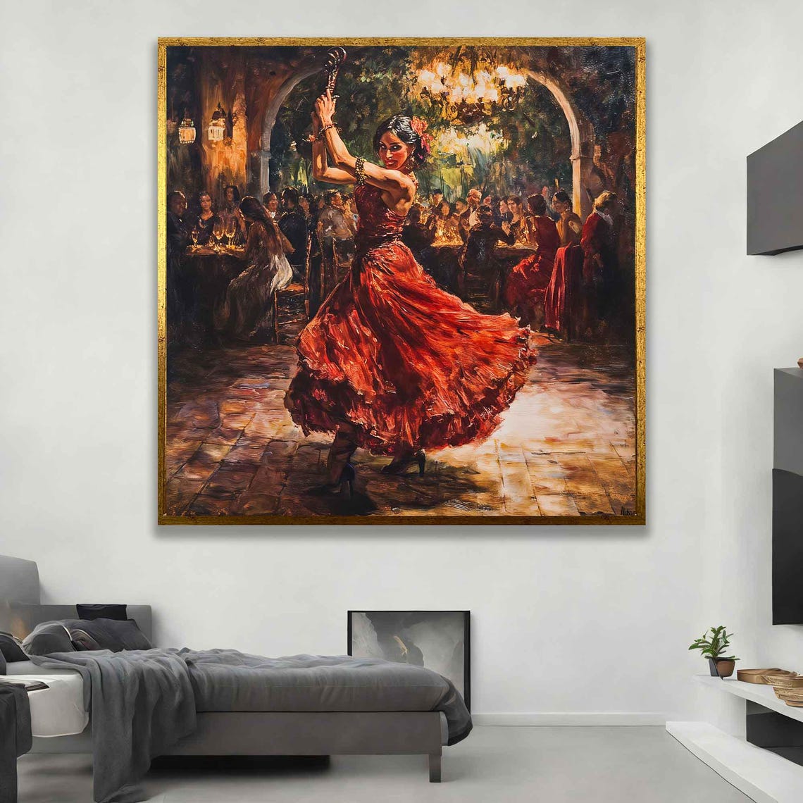 Spanish Dancer Woman Flamenco Girl Art Old Style Spanish Wall Art Woman In Red Dress Print Spanish Culture Decor - Image 3