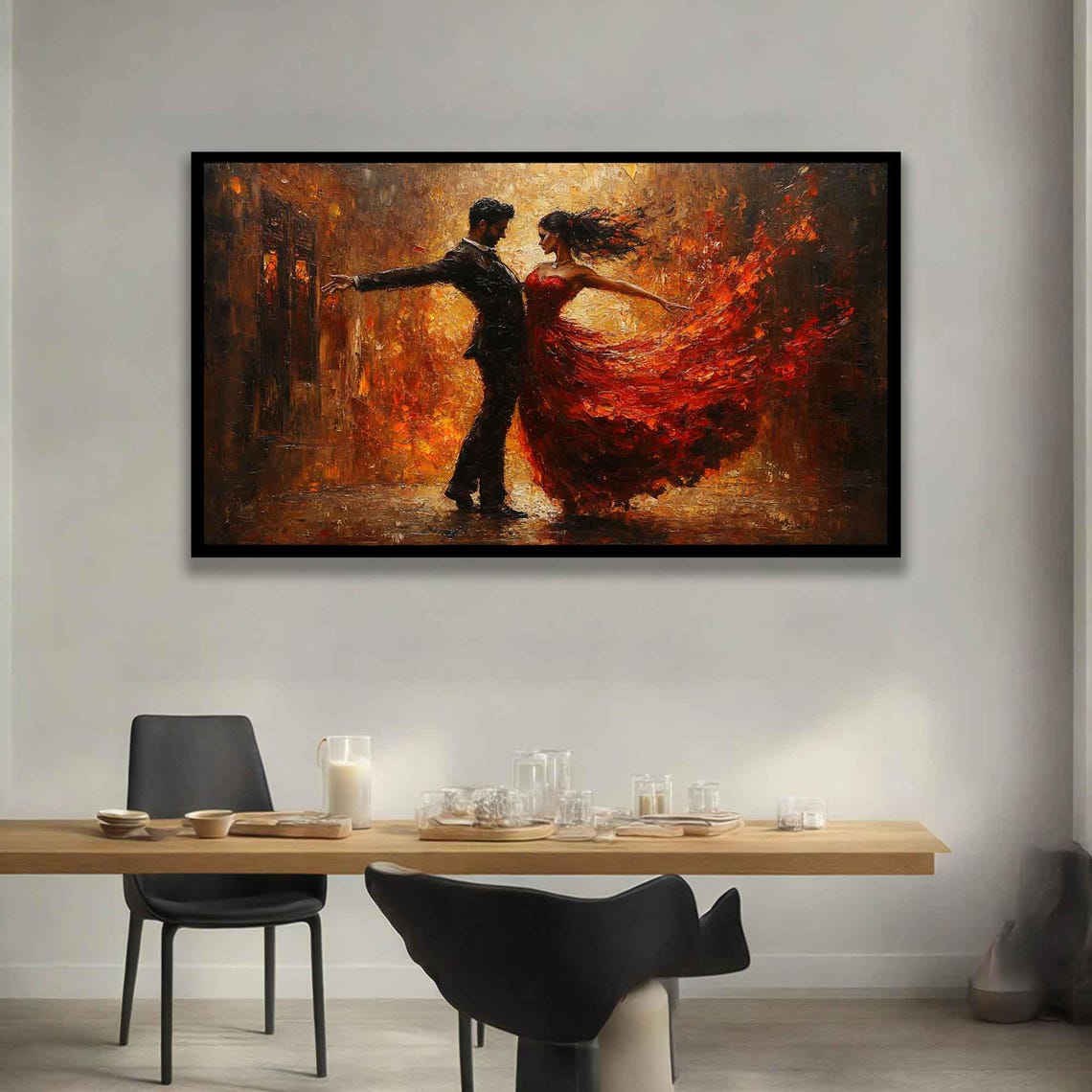 Passionate Flamenco Dancing Couple Red Dress Romantic Tango Wall Art - Image 5