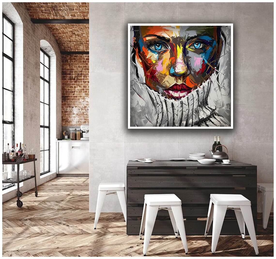 Abstract Girl Face Portrait, Colorful Woman Art Print - Image 5