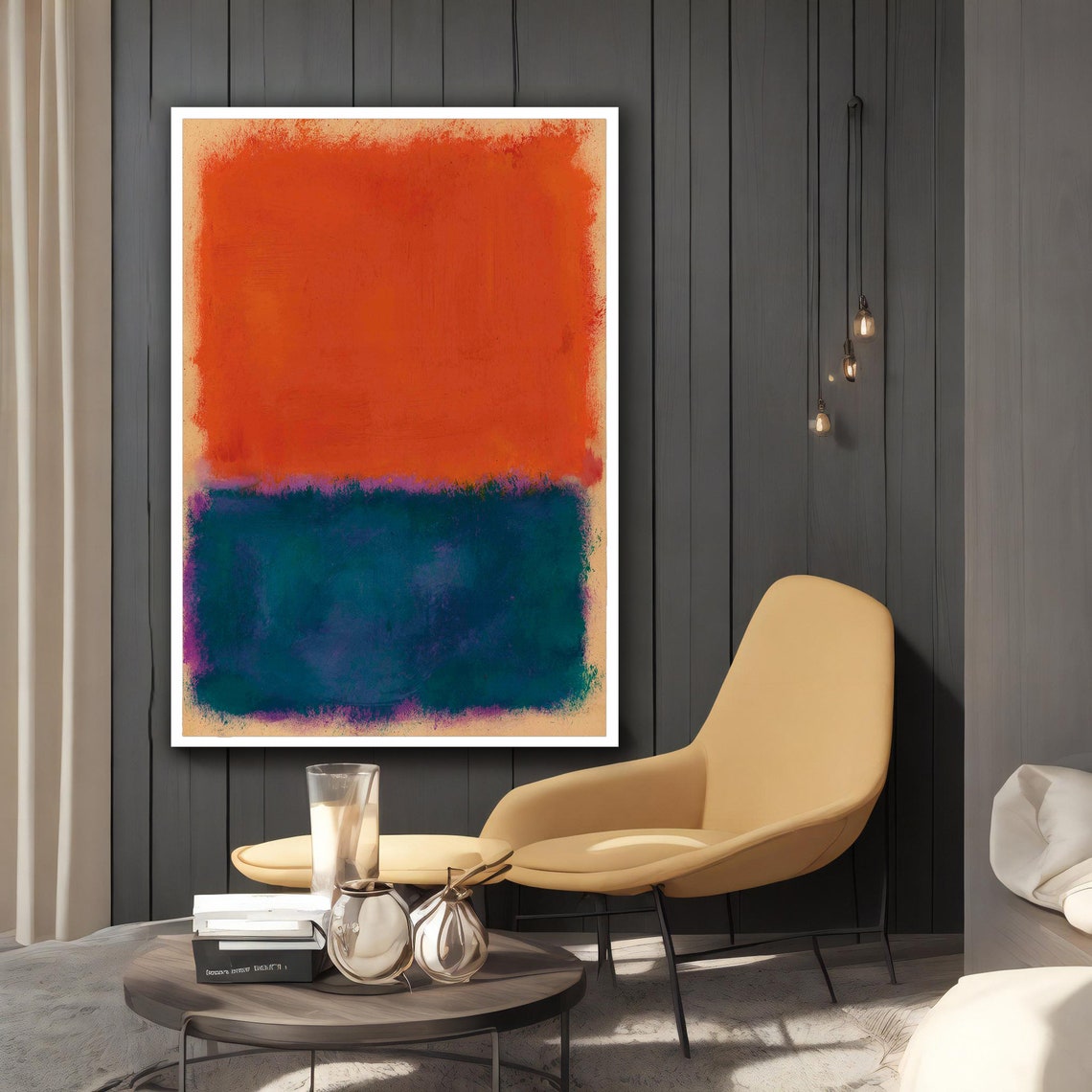 Burnt Orange Deep Teal Color Field Abstract Rothko Style Art Poster - Image 2