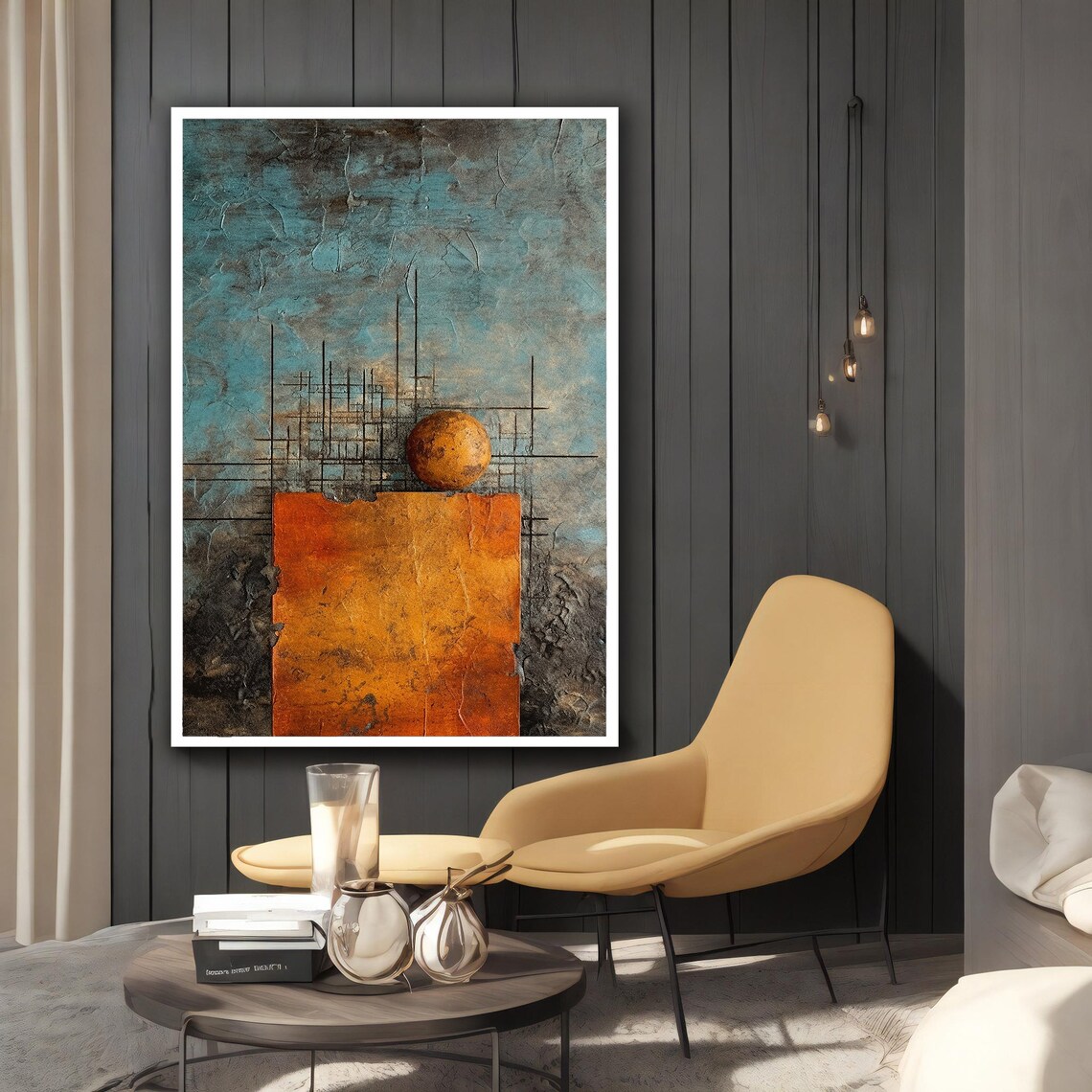 Orange Abstract Painting, Modern Wall Art Print - Image 3