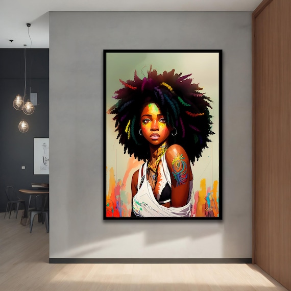 Colourful African Woman Painting Modern Natural Live Wall Art For Your Home And Office Decoration Ideas With Different Frame Options