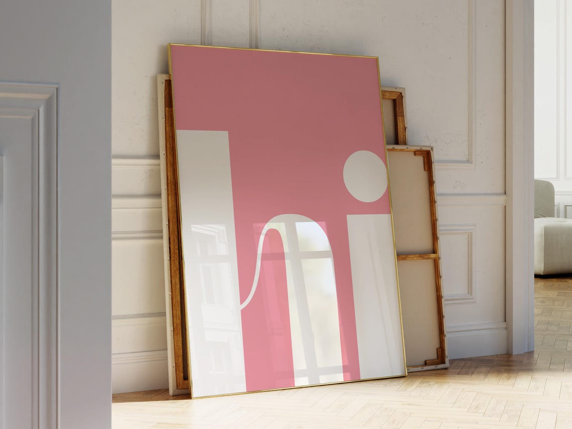 Hi Pink Abstract Minimalist Typography Pop Art Bedroom Poster - Image 3