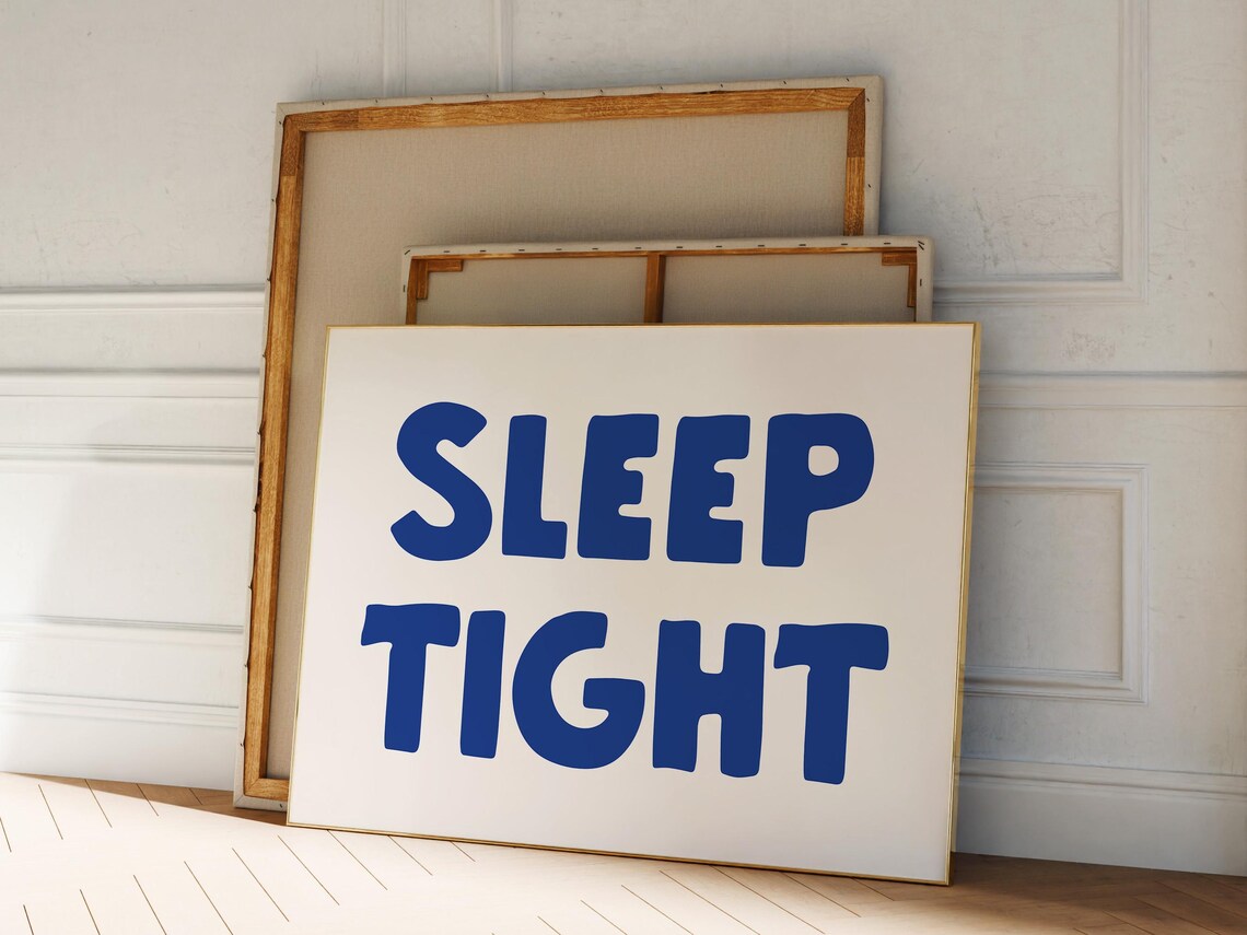 Sleep Tight Navy Blue Bedroom Quote Cozy Restful Wall Decor Print - Image 2
