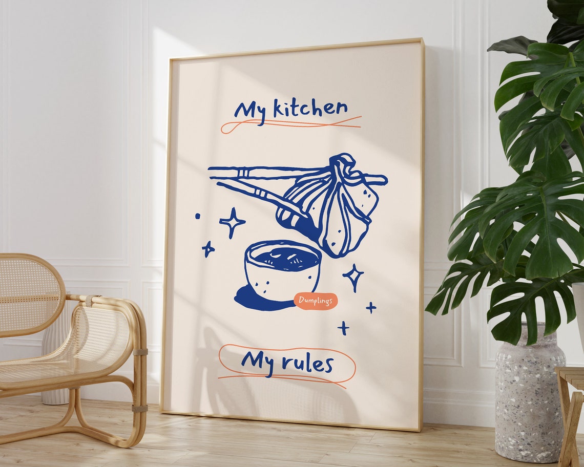 My Kitchen My Rules Dumplings Chopsticks Funny Kitchen Poster - Image 2