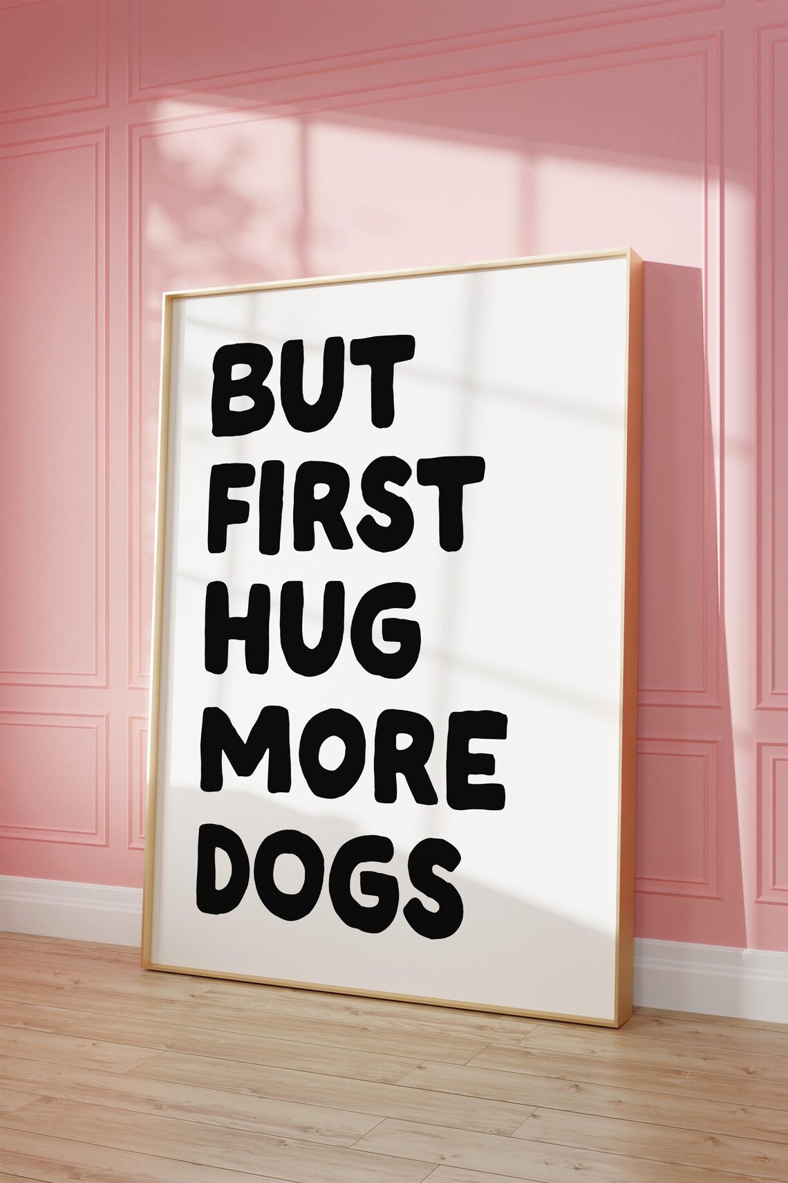 But First Hug More Dogs Funny Black Typography Dog Lover Quote Poster - Image 2