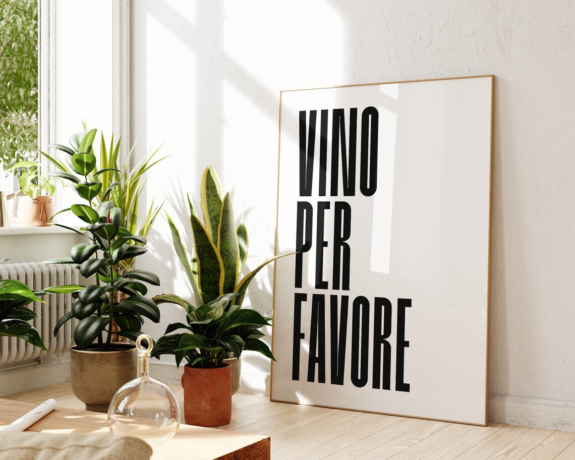 Italian Wine Quote Print Bar Cart Decor Wine Lover Print Funny Wine Quote Art Print Retro Italian Food Poster - Image 2