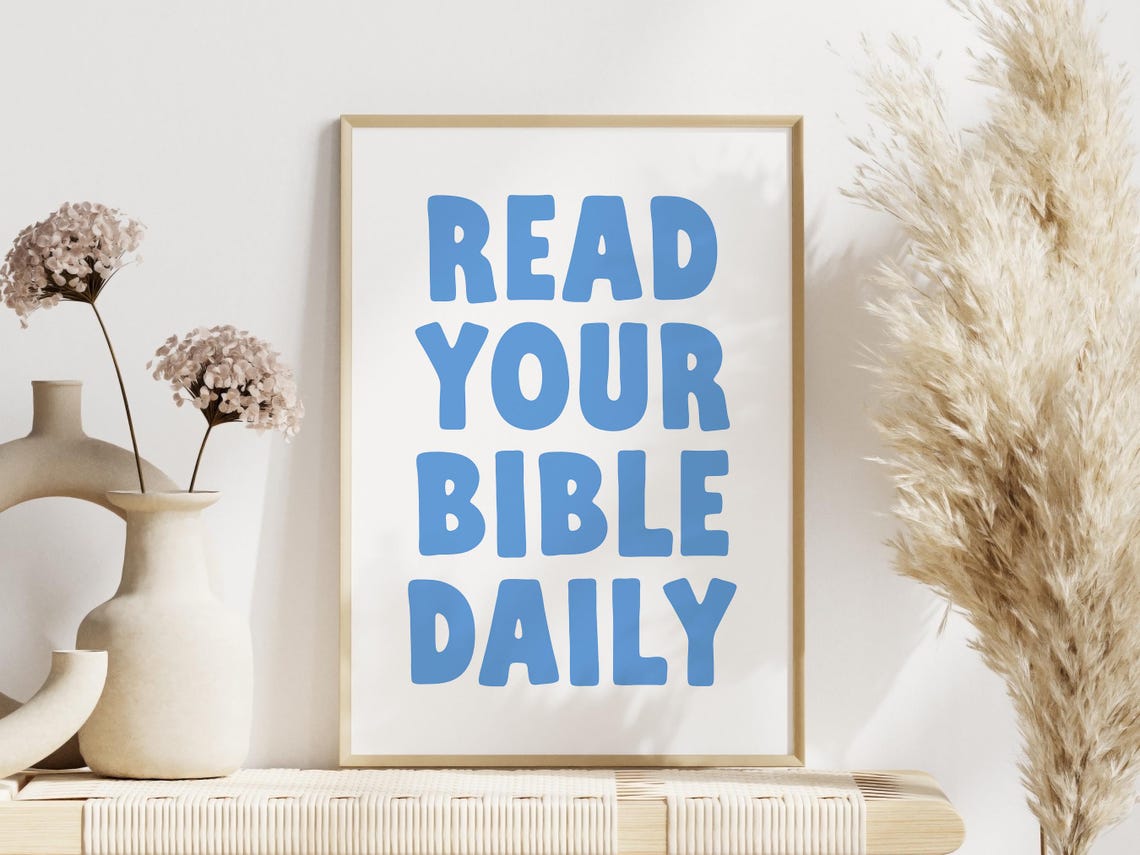 Read Your Bible Daily Blue Bold Christian Scripture Quote Poster - Image 3