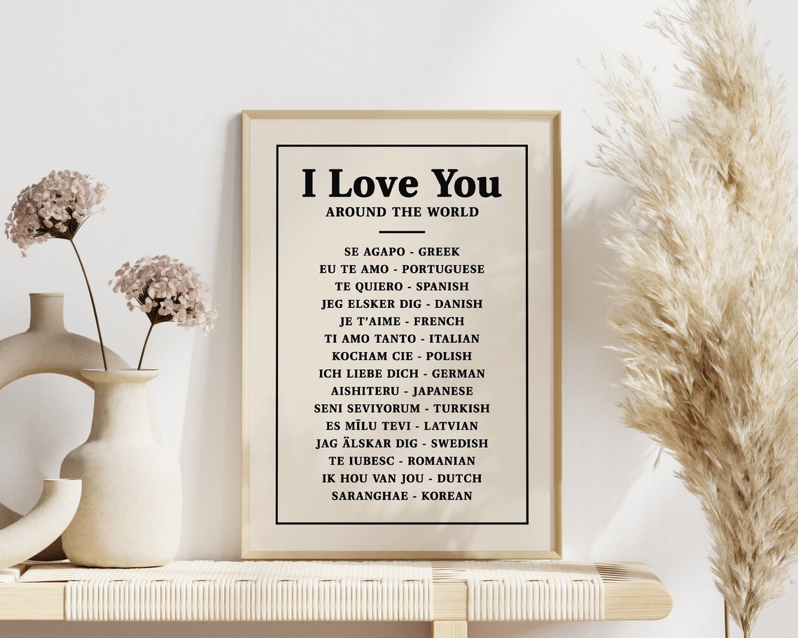 I Love You Around the World Language Typography Quote Poster - Image 2