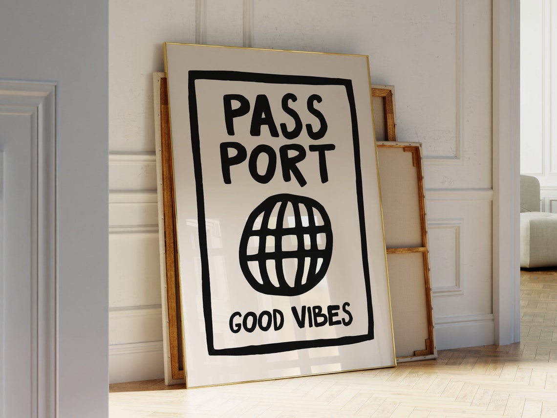 Retro Travel Wall Art Aesthetic Passport Art Print Maximalist Wall Art Travel Quote Poster Cute Travel Print Traveler Gift - Image 3