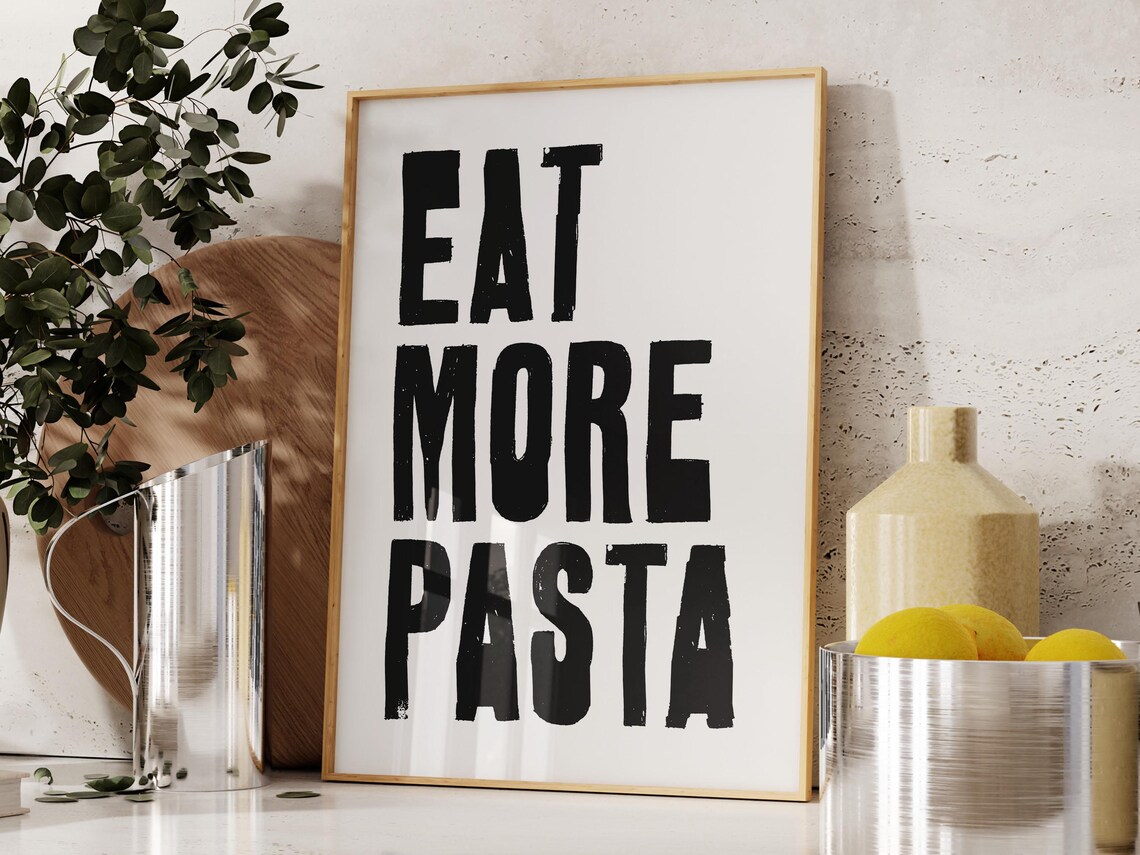 Pasta Quote Print Aesthetic Kitchen Wall Art Pasta Lover Print Cute Spaghetti Print Pasta Night Wall Decor Maximalist Kitchen - Image 3