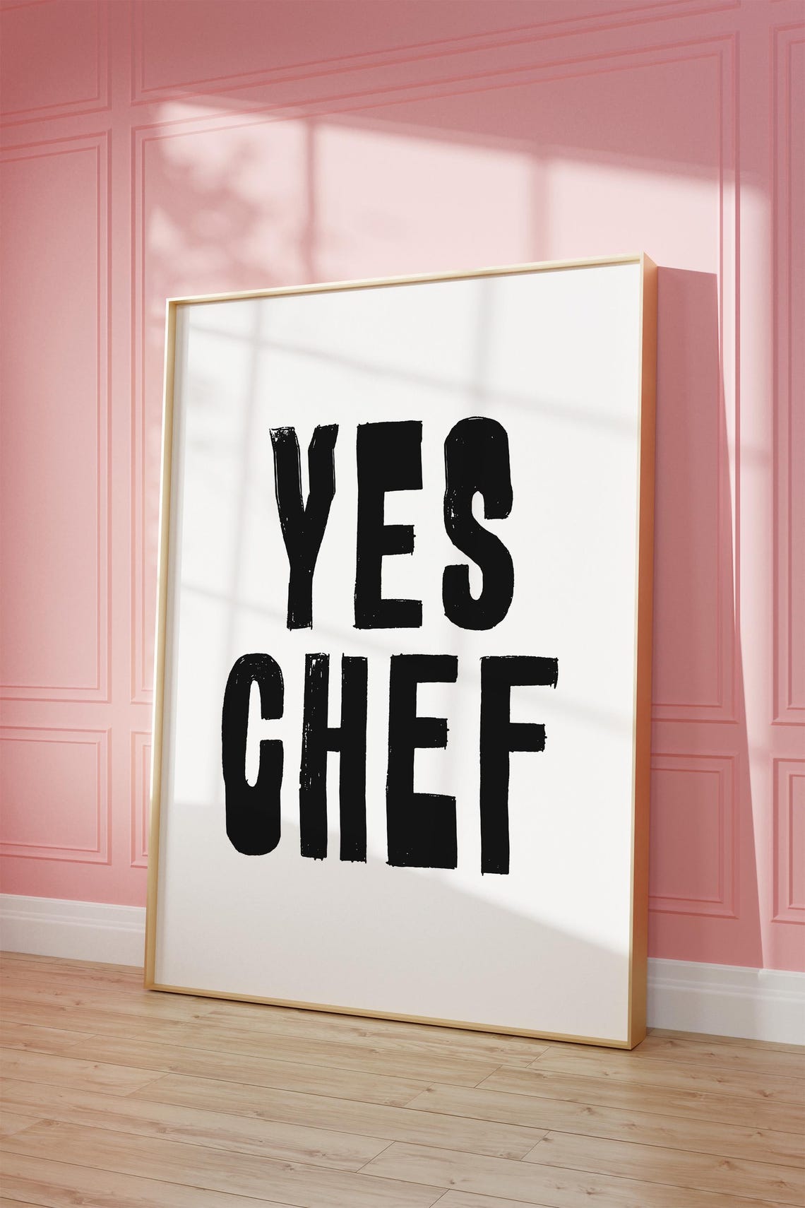 Yes Chef Bold Black Distressed Typography Kitchen Quote Poster Gift - Image 2