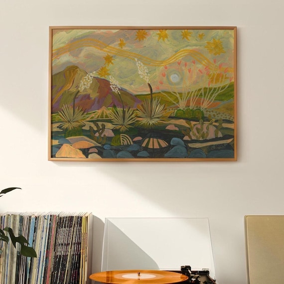 Retro Desert Landscape Poster, Mid-Century Modern Yucca