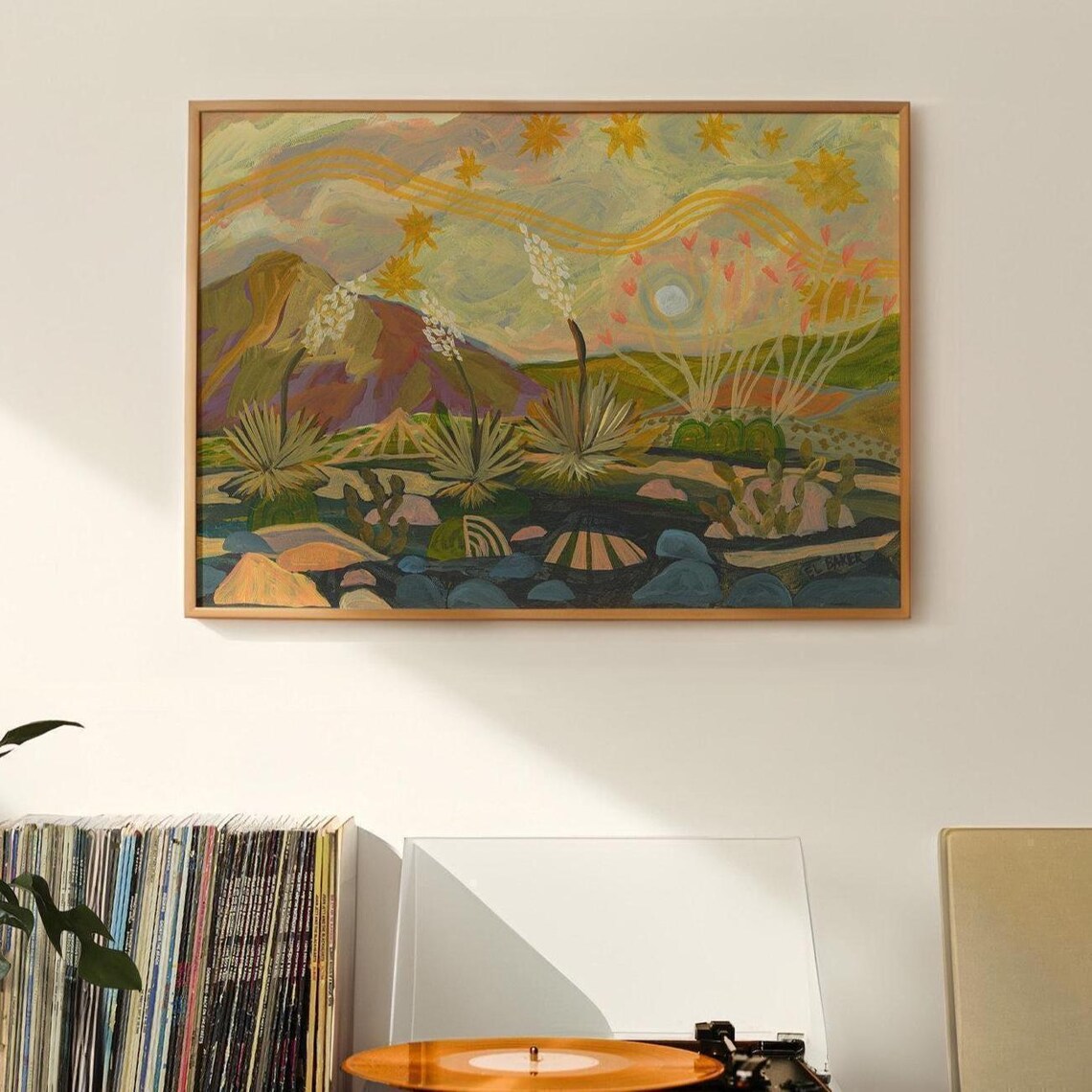 Retro Desert Landscape Poster, Mid-Century Modern Yucca