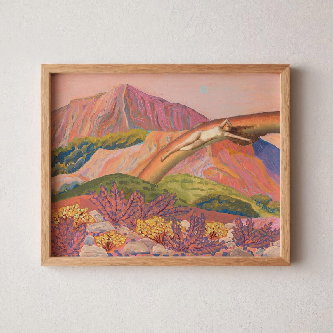 California Rainbow Modern Retro Watercolor Art Print