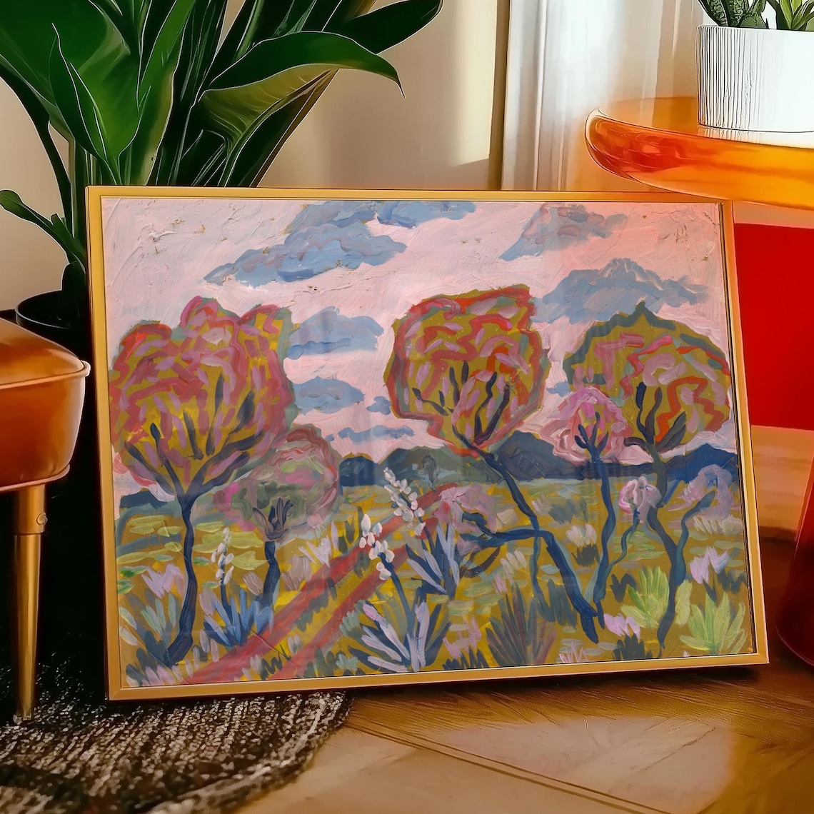 Texas Hill Country Vintage Boho Landscape Art Print