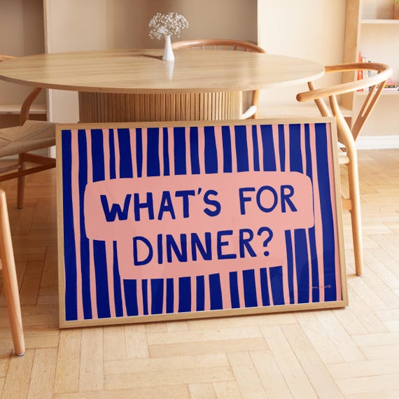 Whats For Dinner Wall Art Horizontal Kitchen Print Funny Kitchen Poster Typography Print Aesthetic Dining Room Poster Gallery Wall Art