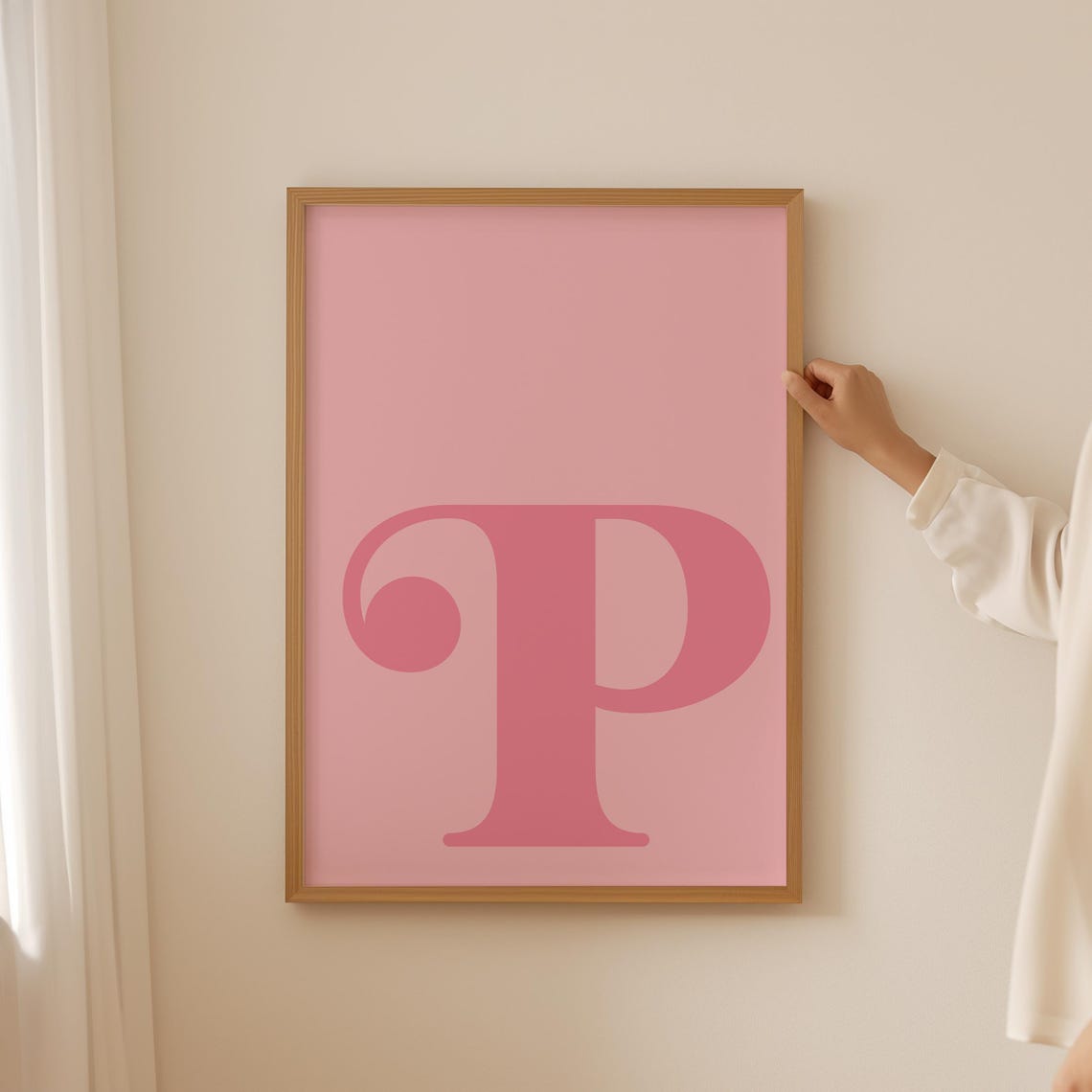Pink Letter P Monogram Alphabet Initial Dorm Nursery Art Poster - Image 2