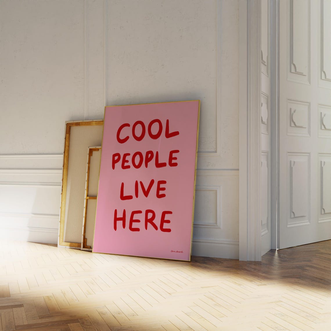 Cool People Live Here Bold Red Pink Typography Quote Art Poster