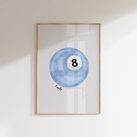 Lucky 8 Ball Vintage Pool Poster, Retro Style