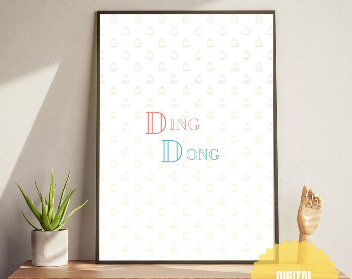 Ding Dong Bells Pattern Playful Minimalist Typography Wall Decor Poster