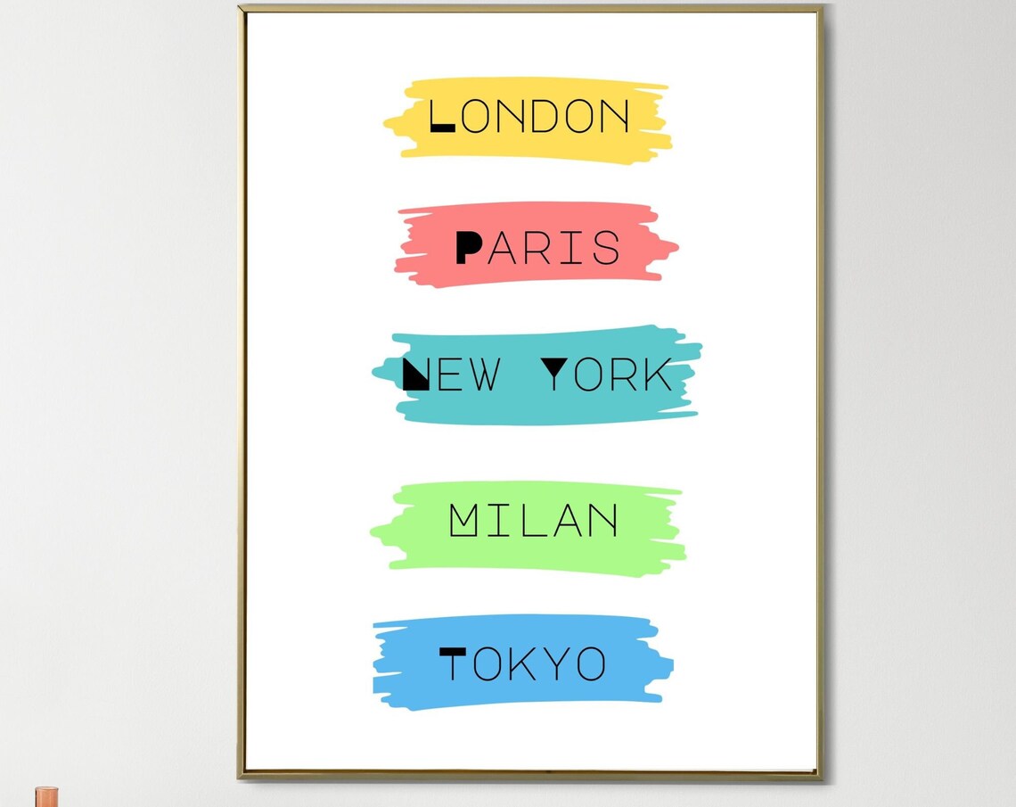 London Paris New York Milan Tokyo Fashion Cities Color Brush Poster