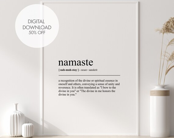 Namaste Sanskrit Word Definition Minimalist Dictionary Poster