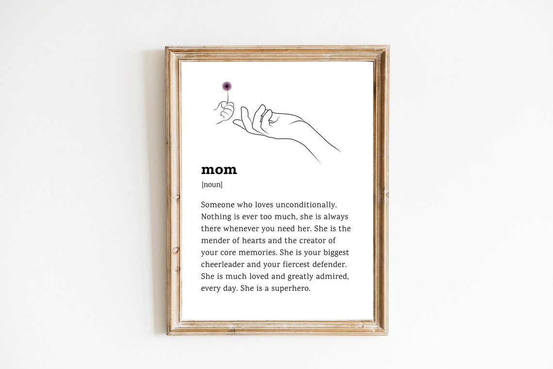 Mom Definition Line Art Hands Heartfelt Meaningful Gift Poster