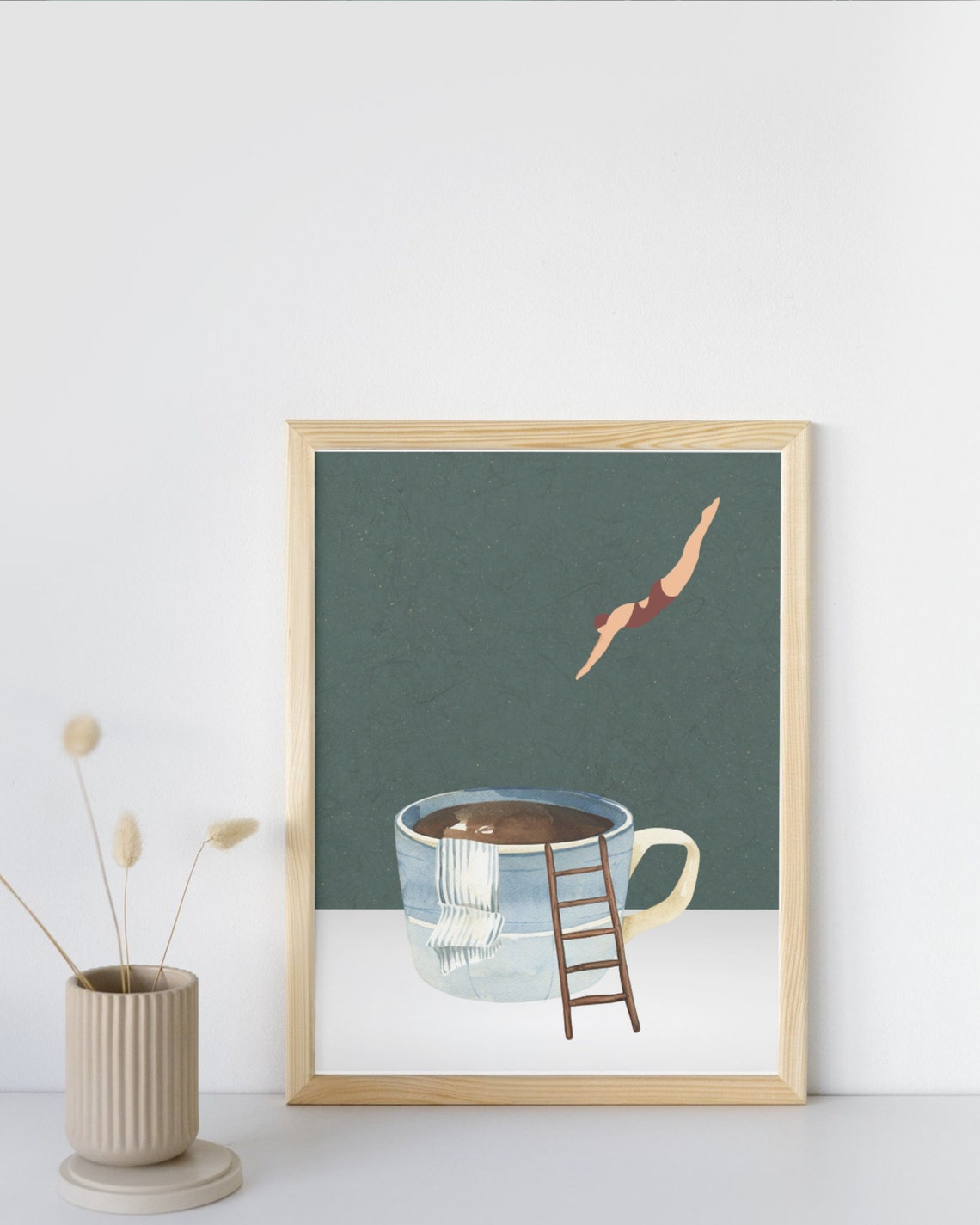 Coffee Diver Surreal Whimsical Morning Brew Wall Decor Poster - Image 3