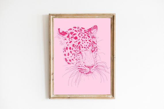 Cheetah Print Pink Leopard Art Print Boho Home Decor Blush Pink Wall Art Jungle Poster Minimal Cheetah Art Animal Artwork Boho Poster
