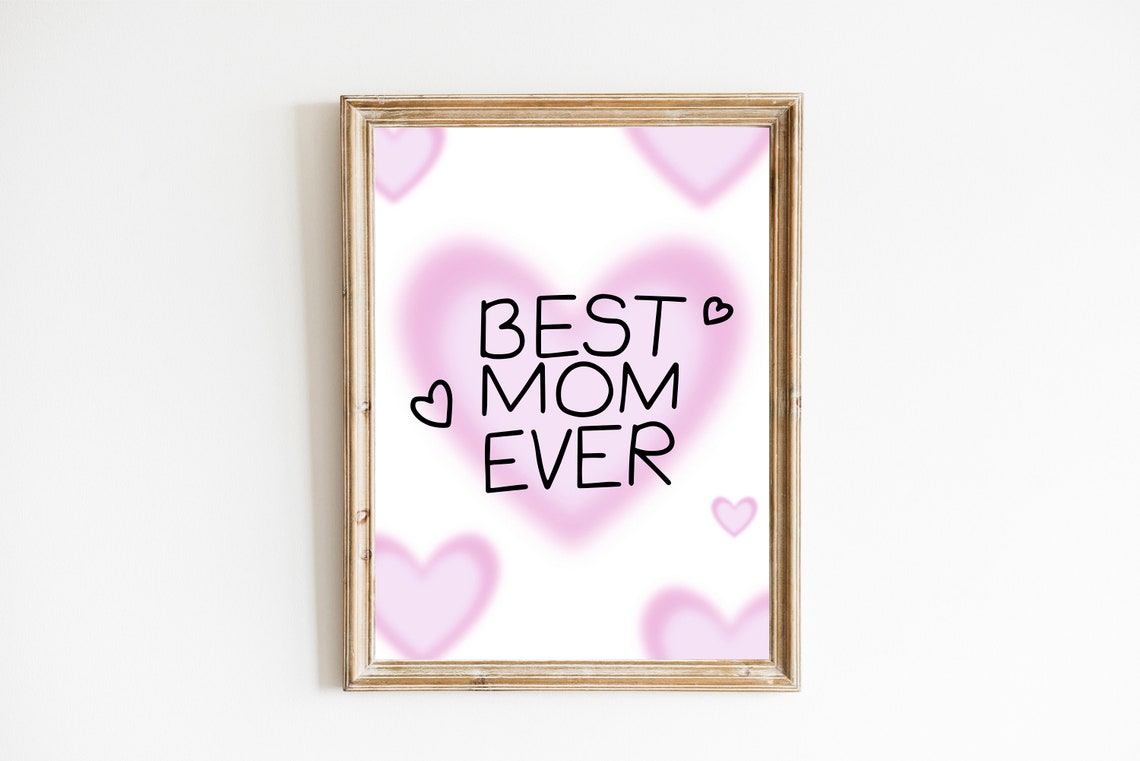 Best Mom Ever Sweet Pink Hearts Mother Day Gift Decor Poster