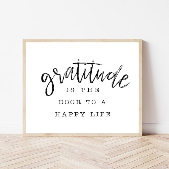 Gratitude Is the Door to a Happy Life Brush Script Wall Poster