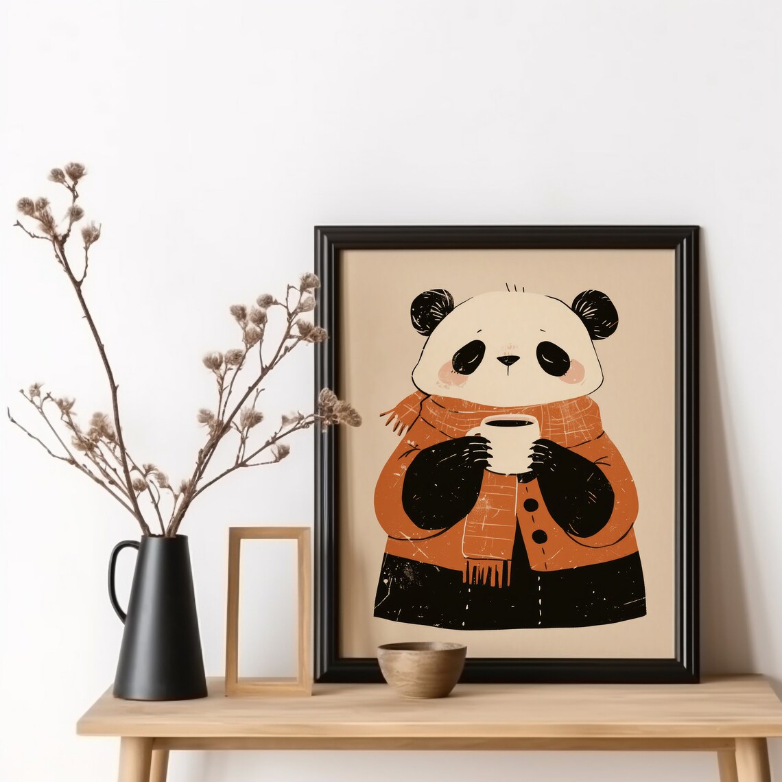 Coffee Panda Poster, Cafe Wall Art Print