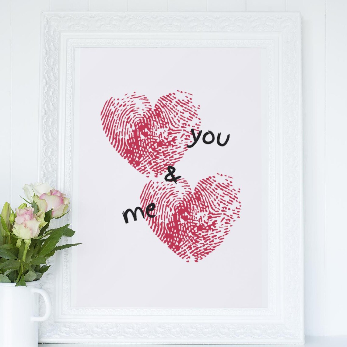 You Me Pale Pink Background With Red Heart Poster