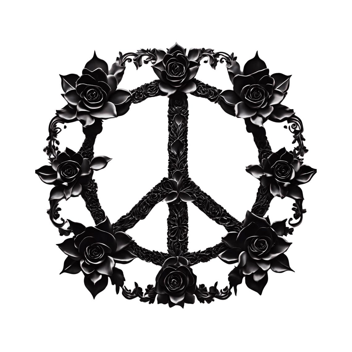 Peace Symbol Rose Design Poster - Image 3