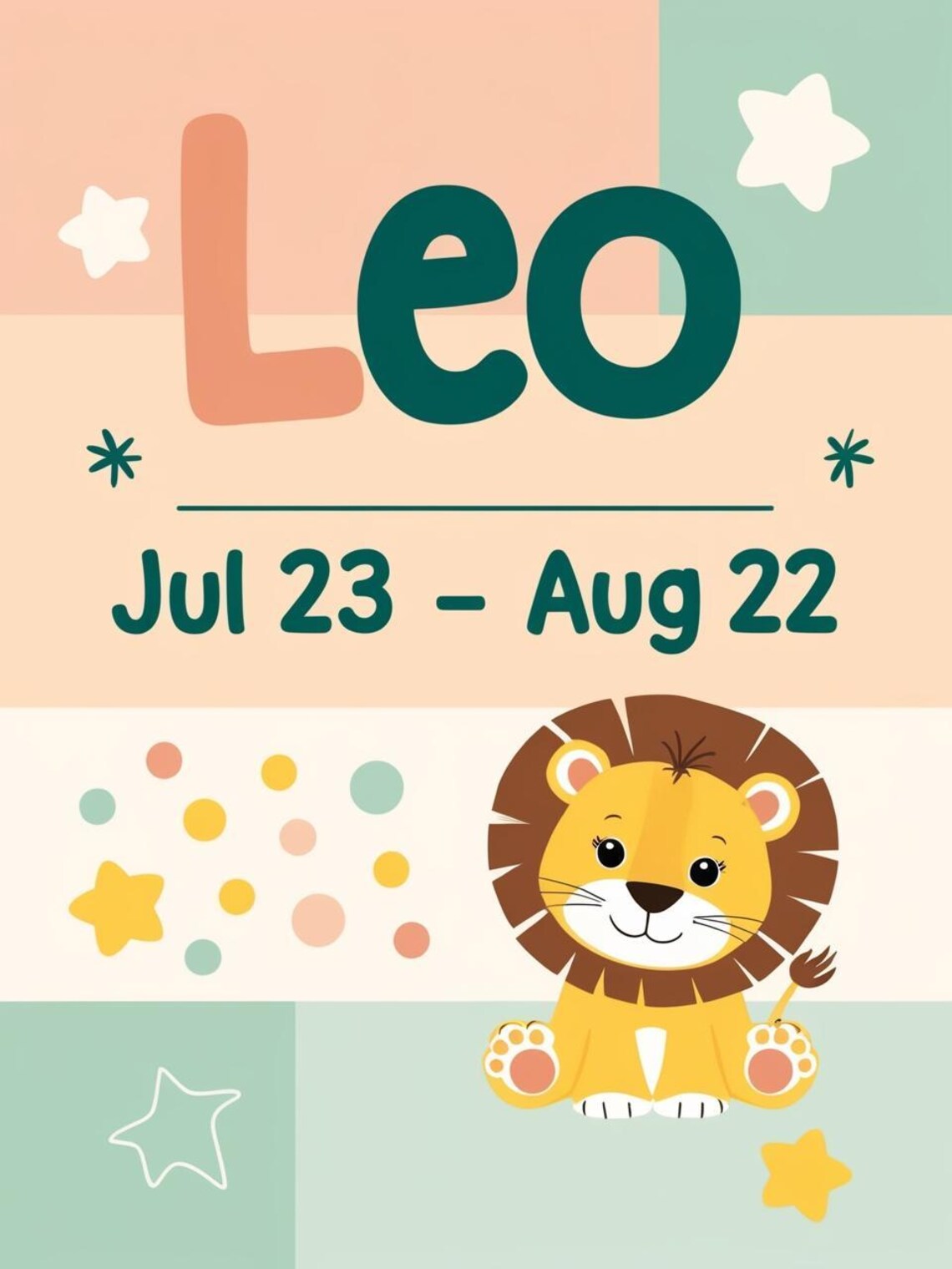 Leo Zodiac Nursery Print Boho Baby Lion Pastel Star Sign Room - Image 3