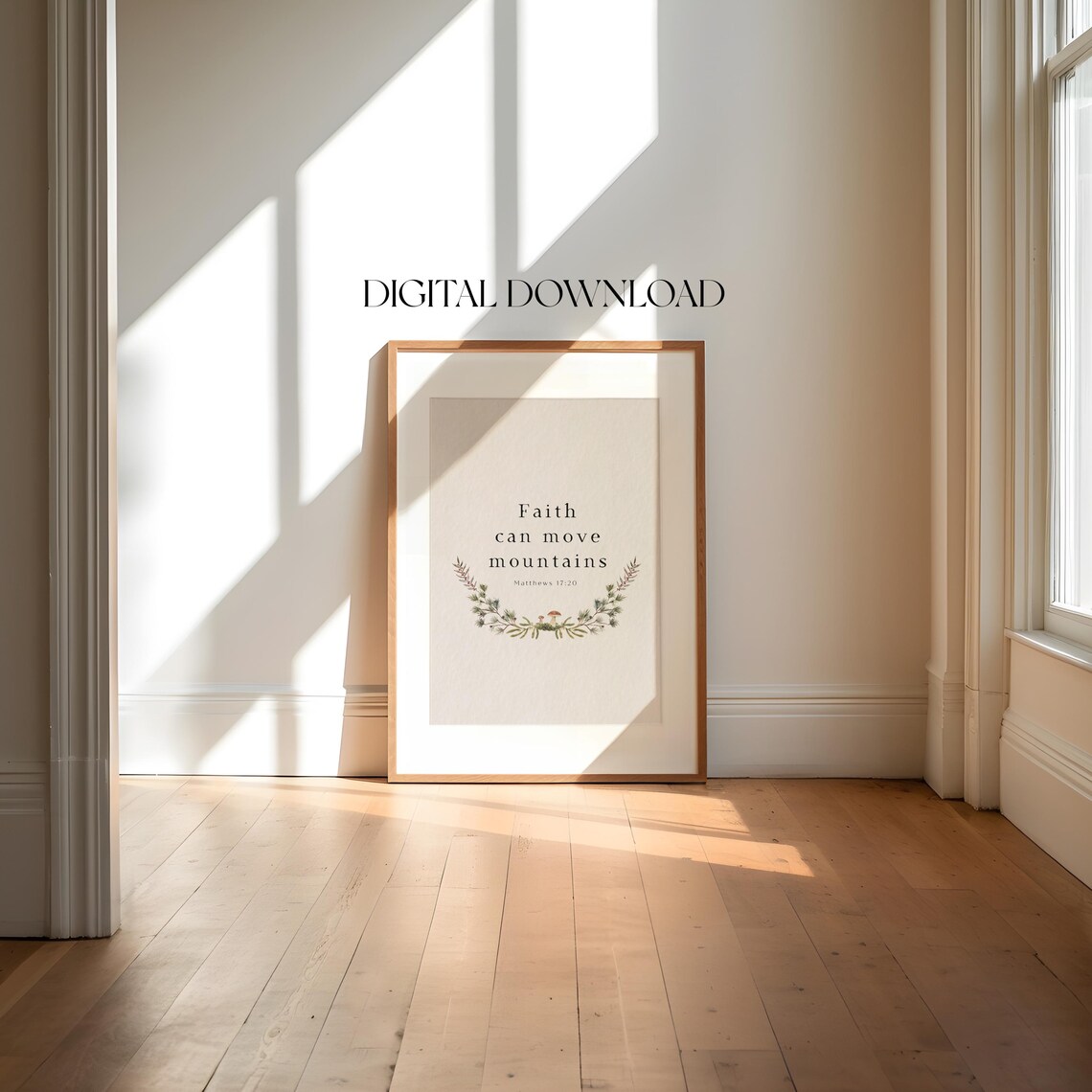 Faith Can Move Mountains Matthew 17:20 Watercolor Botanical Print - Image 2