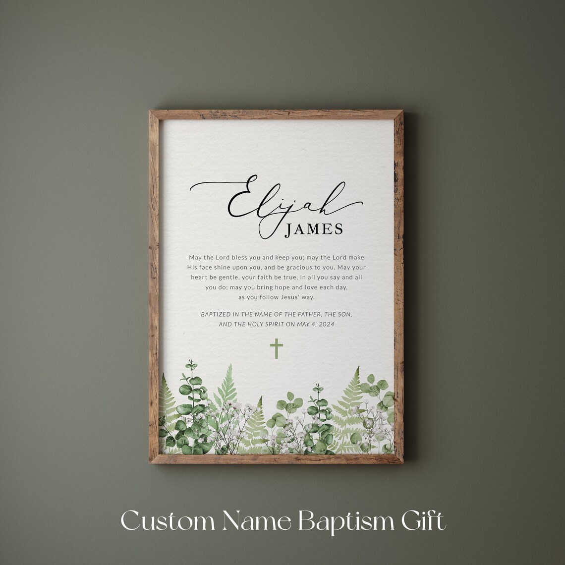 Personalised Baptism Baby Dedication Foliage Art Print - Image 4