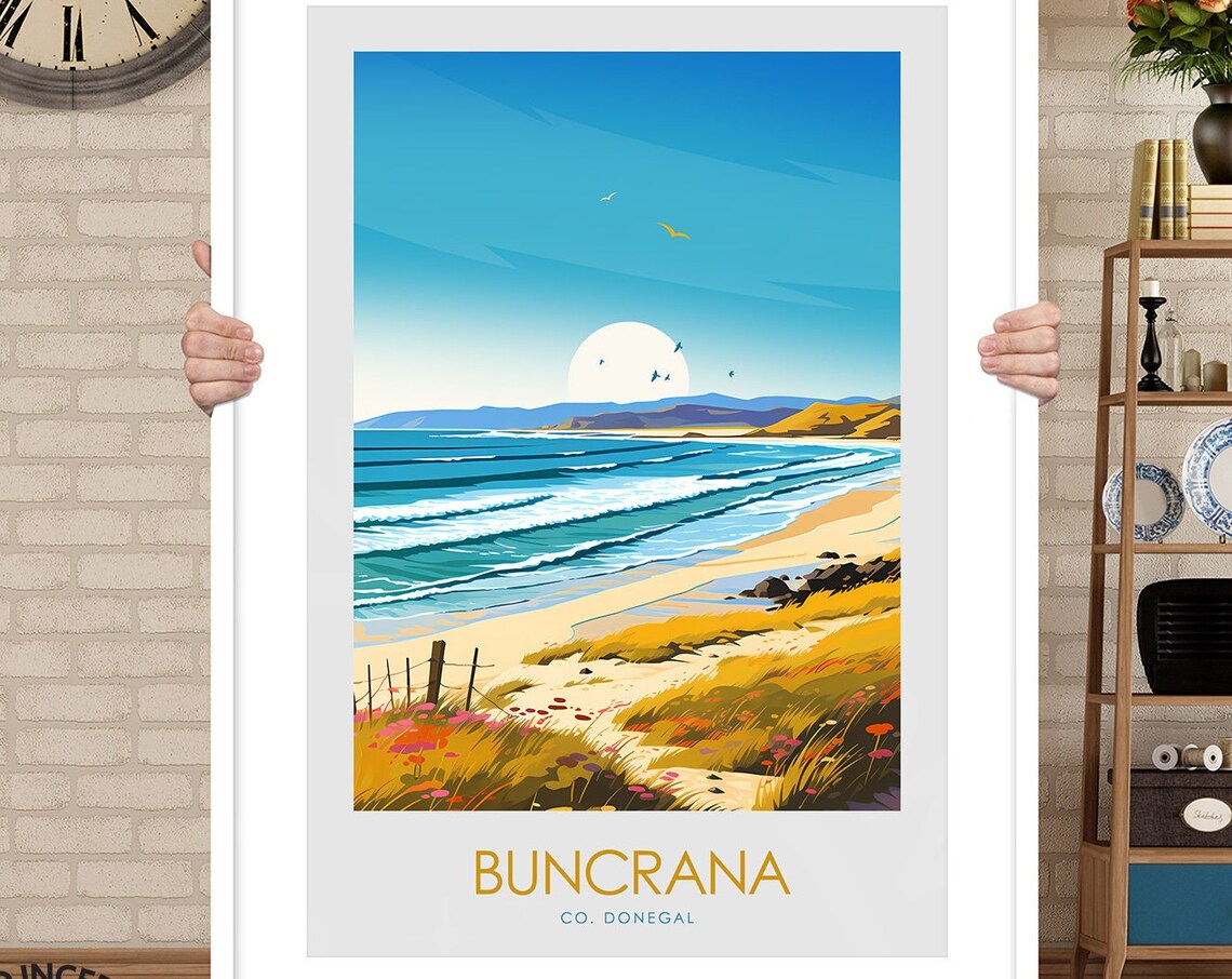 Buncrana Beach Travel Poster, Donegal Ireland - Image 3
