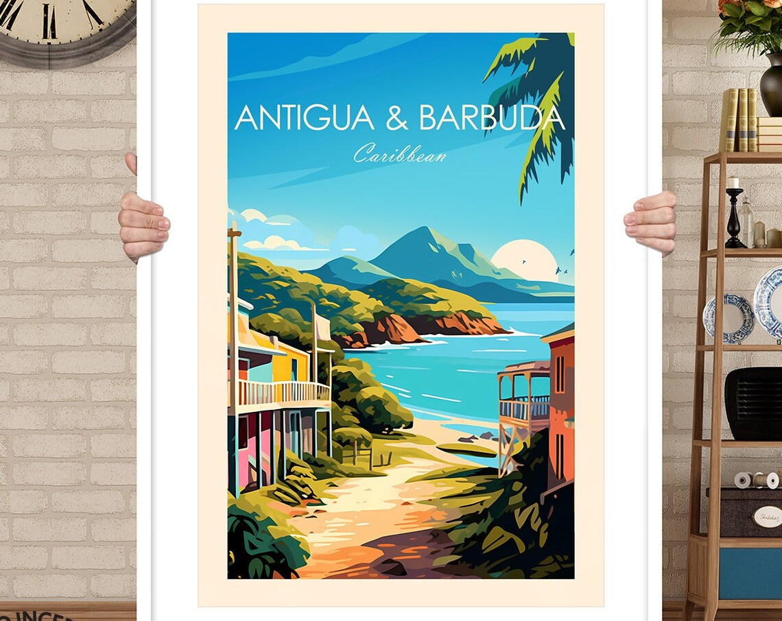 Antigua and Barbuda Travel Print, Caribbean Poster - Image 2