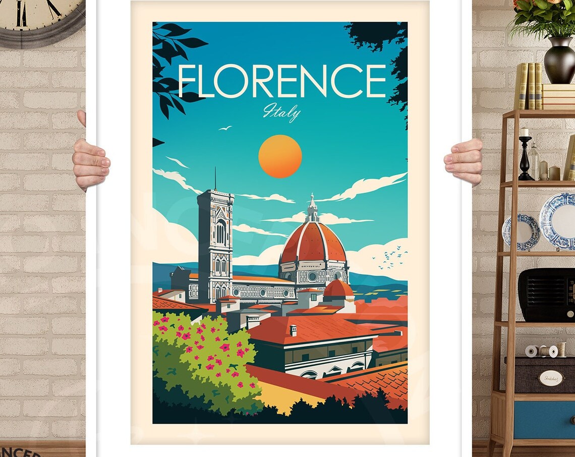 Florence Cathedral Italy Travel Poster Art Print - Image 3